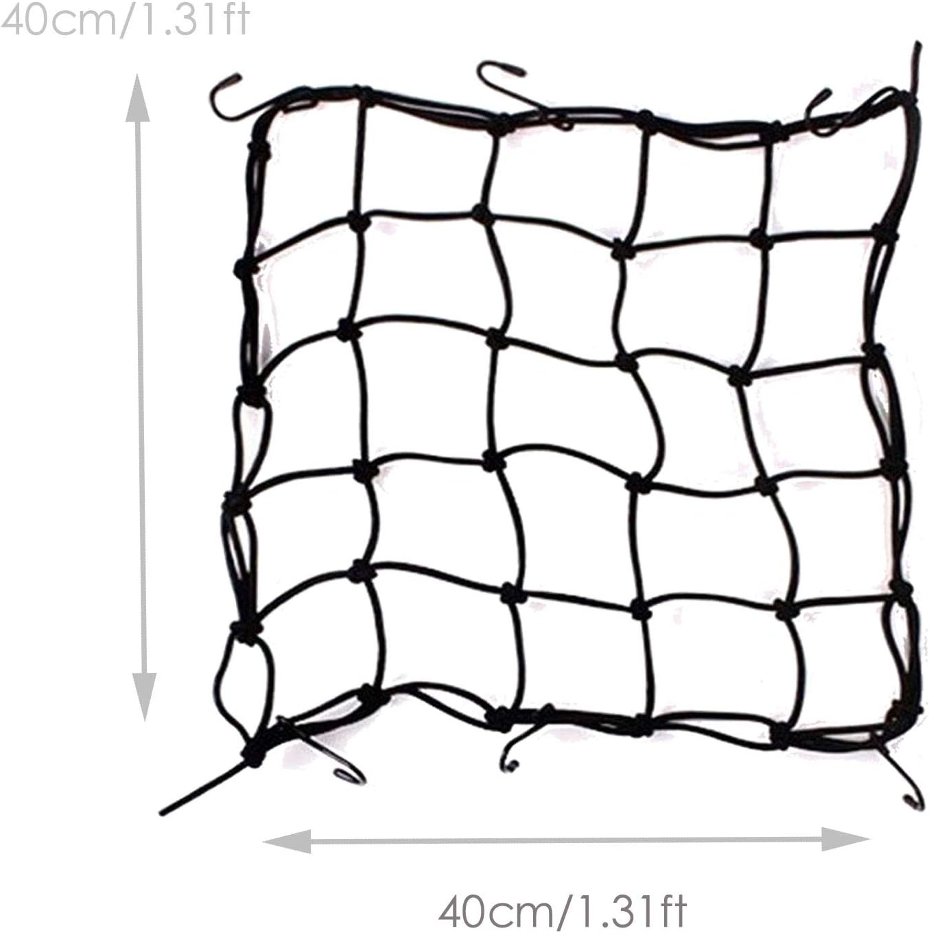 2 Pack 40x40cm Elastic Motorcycle Cargo Net with 6 Anti-Scratch Hooks for Scooter Helmet Storage - Black V1258-DP02-BOL-780