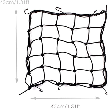 2 Pack 40x40cm Elastic Motorcycle Cargo Net with 6 Anti-Scratch Hooks for Scooter Helmet Storage - Black V1258-DP02-BOL-780