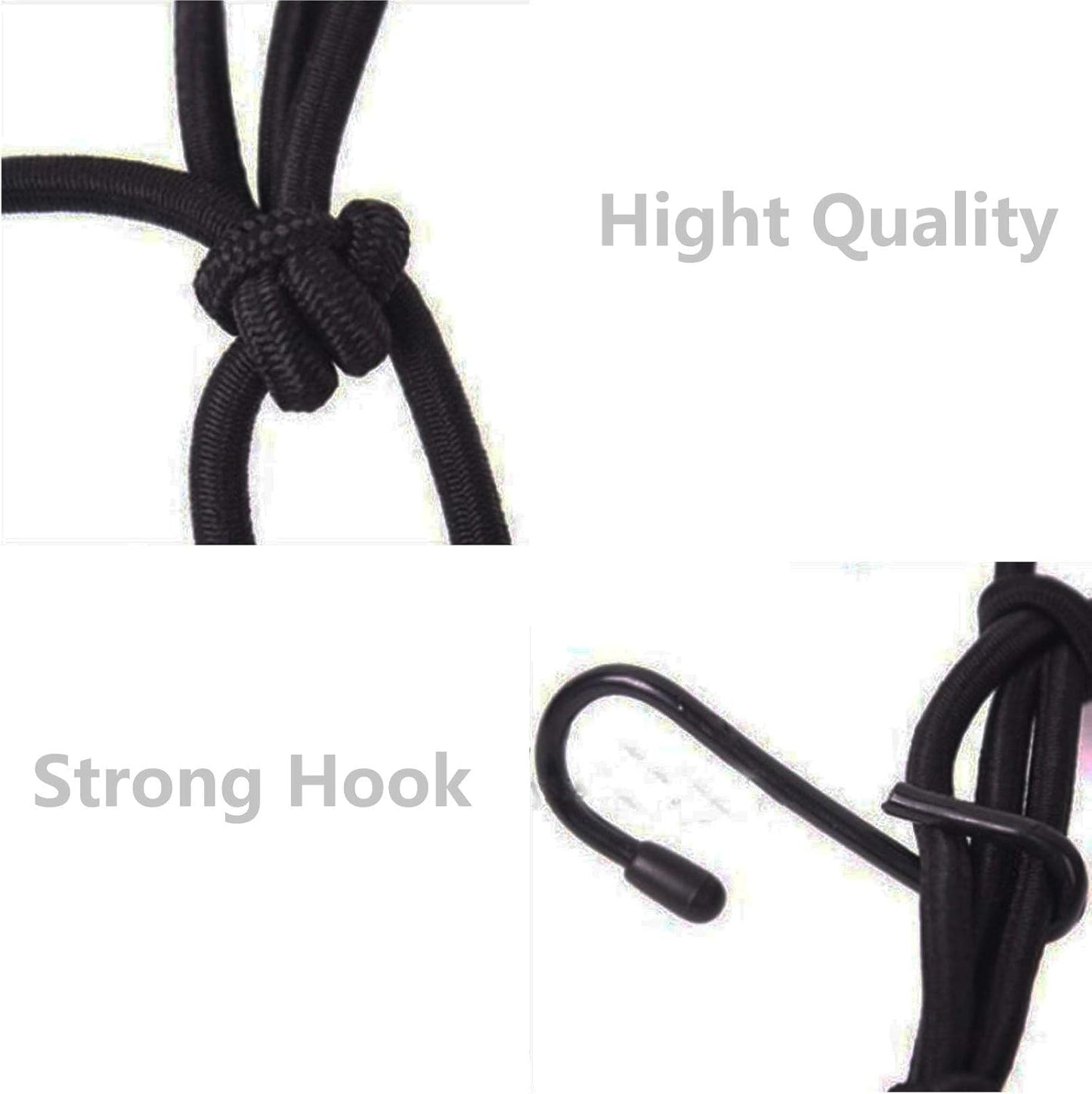 2 Pack 40x40cm Elastic Motorcycle Cargo Net with 6 Anti-Scratch Hooks for Scooter Helmet Storage - Black V1258-DP02-BOL-780