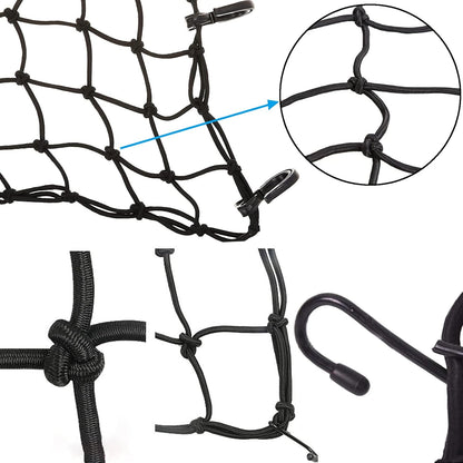 2 Pack 40x40cm Elastic Motorcycle Cargo Net with 6 Anti-Scratch Hooks for Scooter Helmet Storage - Black V1258-DP02-BOL-780