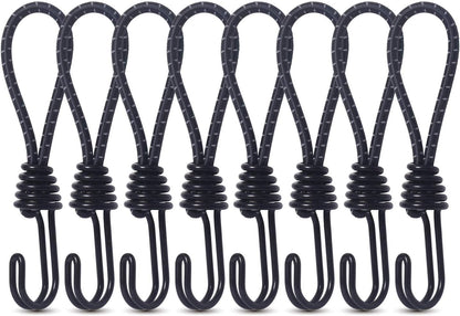 8 Pack DIY Anti-Scratch Hooks with Reflective Cord for 8mm Elastic & Bungee Cord - Ideal for Camping Trailer V1258-DP02-BOL-781