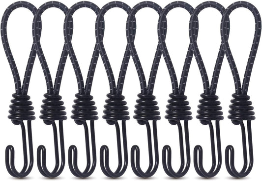 8 Pack DIY Anti-Scratch Hooks with Reflective Cord for 8mm Elastic & Bungee Cord - Ideal for Camping Trailer V1258-DP02-BOL-781