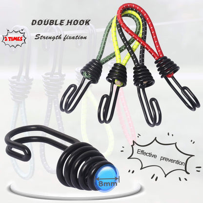 8 Pack DIY Anti-Scratch Hooks with Reflective Cord for 8mm Elastic & Bungee Cord - Ideal for Camping Trailer V1258-DP02-BOL-781