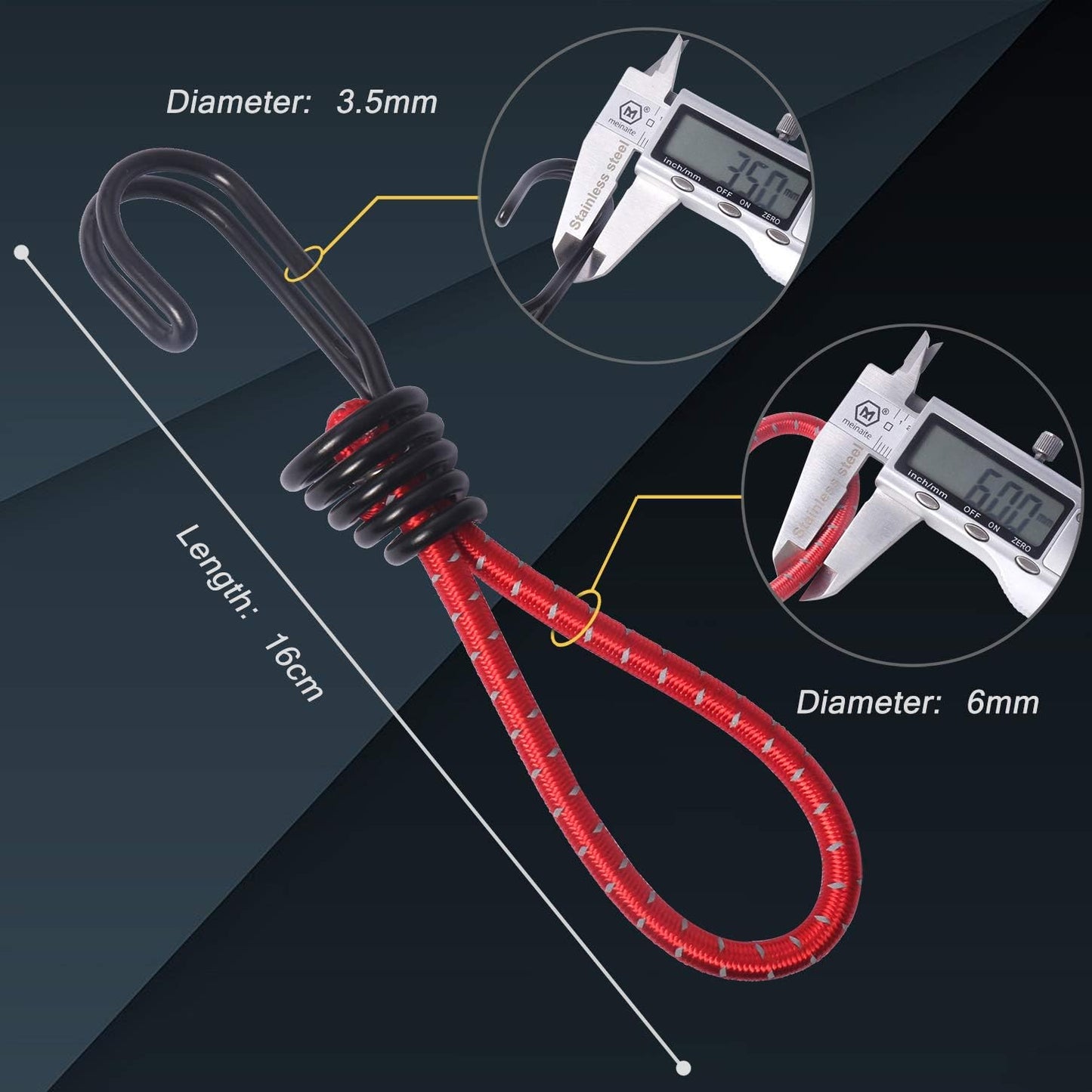8 Pack DIY Anti-Scratch Hooks with Reflective Cord for 8mm Elastic & Bungee Cord - Ideal for Camping Trailer V1258-DP02-BOL-781