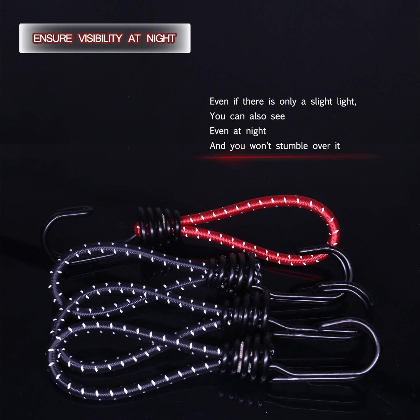 8 Pack DIY Anti-Scratch Hooks with Reflective Cord for 8mm Elastic & Bungee Cord - Ideal for Camping Trailer V1258-DP02-BOL-781