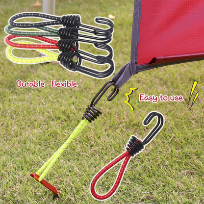 8 Pack DIY Anti-Scratch Hooks with Reflective Cord for 8mm Elastic & Bungee Cord - Ideal for Camping Trailer V1258-DP02-BOL-781