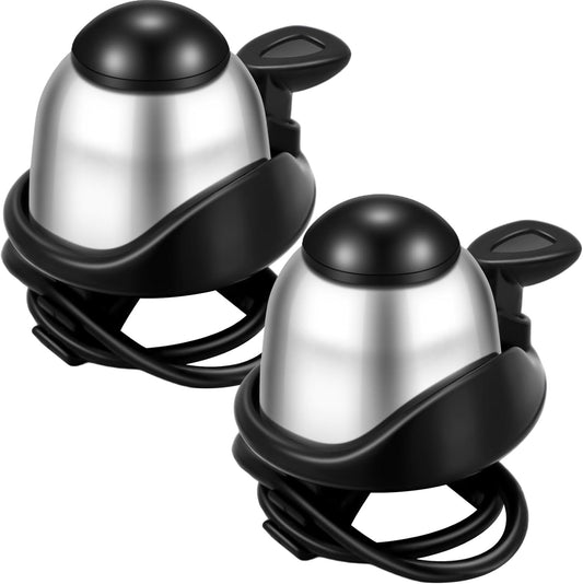 2 Pack Bicycle Bell - Compact & Loud - Mini Bike Bell for Road Bike Mountain Bike E-Bike - Silver V1258-DP02-BOL-782