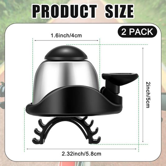 2 Pack Bicycle Bell - Compact & Loud - Mini Bike Bell for Road Bike Mountain Bike E-Bike - Silver V1258-DP02-BOL-782