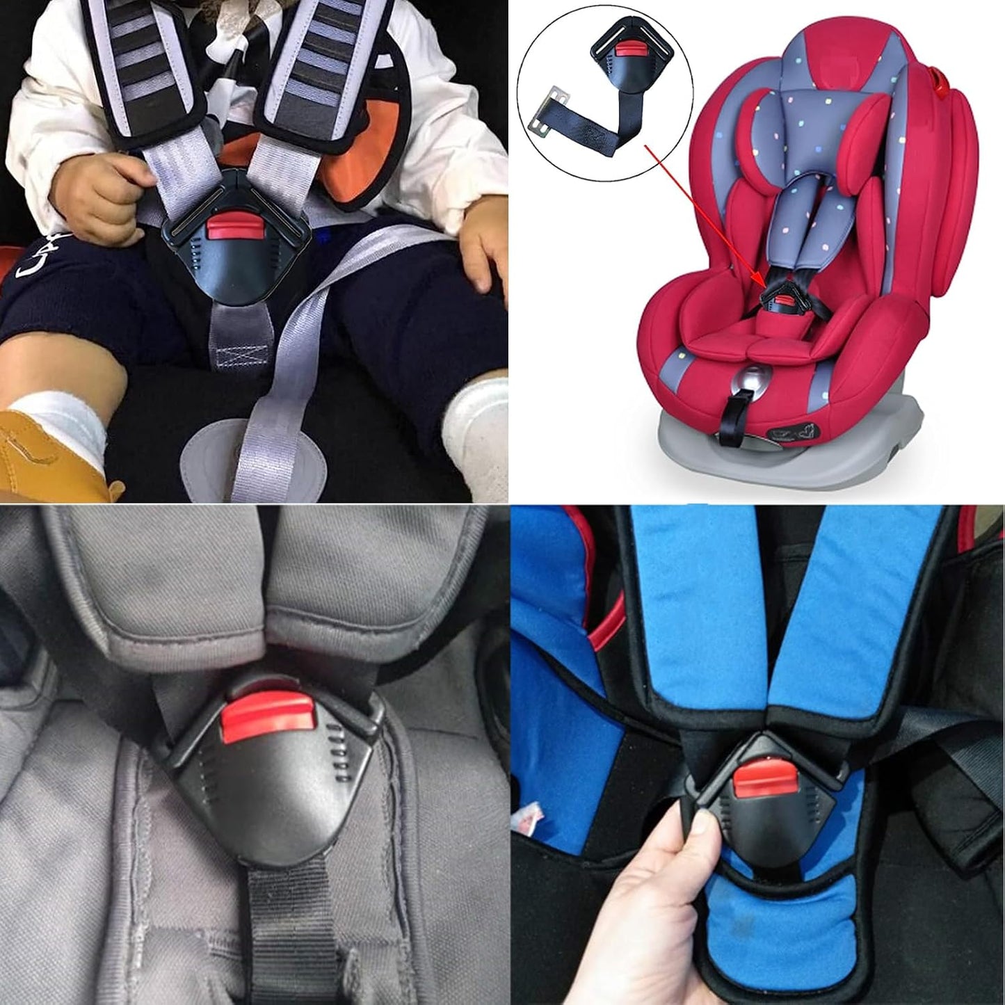 Universal Child Car Seat Safety Lock Replacement for 5-Point Harness - Black - Buggy & Baby Seat Compatible - V1258-DP02-BOL-783