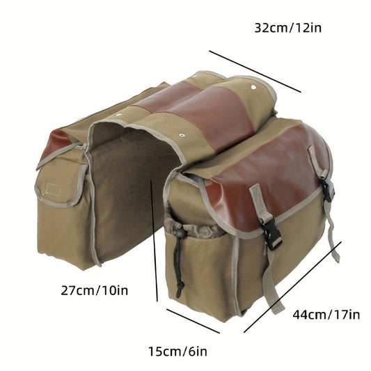 Vintage Double Bicycle Panniers Large Water-Resistant Canvas Bike Bags for E-bike & City Bike Black Set of 1 V1258-DP02-BOL-784