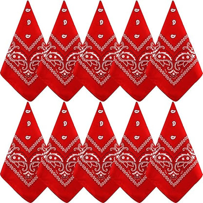 10 Pack Red Paisley Bandanas 55x55cm Polyester Headband Scarf Tie Accessories V1258-DP02-BOL-790