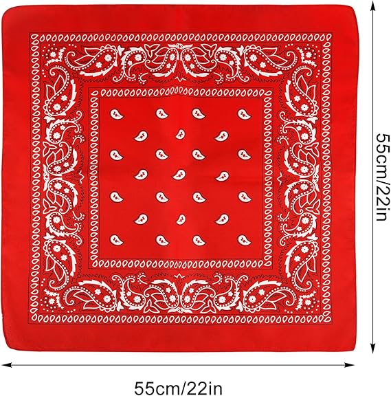 10 Pack Red Paisley Bandanas 55x55cm Polyester Headband Scarf Tie Accessories V1258-DP02-BOL-790