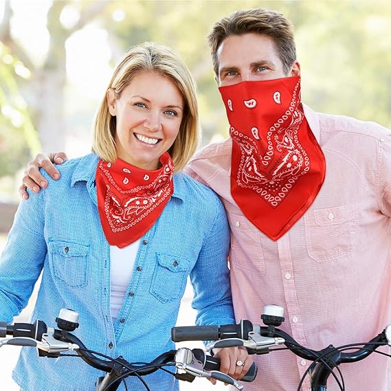10 Pack Red Paisley Bandanas 55x55cm Polyester Headband Scarf Tie Accessories V1258-DP02-BOL-790