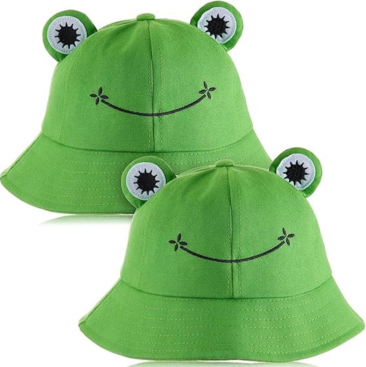 2 Pcs Kids Adults Cotton Sun Hat 55-58cm Green Fisherman Style V1258-DP02-BOL-791