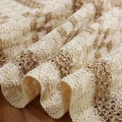 Boho Style Cotton Linen Table Runner 30x180cm Brush Design Durable Brown V1258-DP02-BOL-795