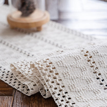 Macrame Table Runner 30x180 cm Handmade Cotton Linen Boho Style Beige Decorative Tablecloth V1258-DP02-BOL-796