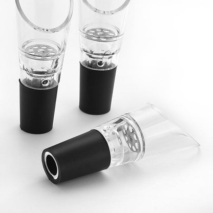 6 Piece Black Wine Pourers with Conical Silicone Stopper Silicone Seal and Aeration Function V1258-DP02-BOL-800