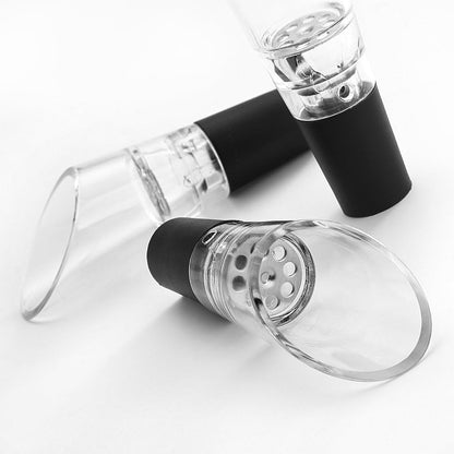 6 Piece Black Wine Pourers with Conical Silicone Stopper Silicone Seal and Aeration Function V1258-DP02-BOL-800