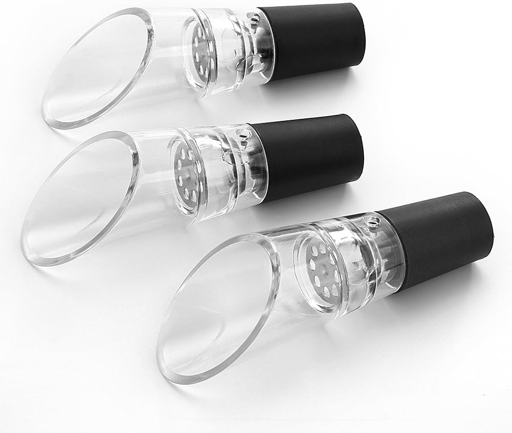 6 Piece Black Wine Pourers with Conical Silicone Stopper Silicone Seal and Aeration Function V1258-DP02-BOL-800