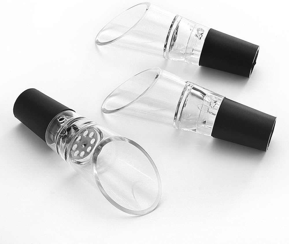 6 Piece Black Wine Pourers with Conical Silicone Stopper Silicone Seal and Aeration Function V1258-DP02-BOL-800