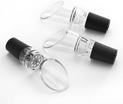 6 Piece Black Wine Pourers with Conical Silicone Stopper Silicone Seal and Aeration Function V1258-DP02-BOL-800