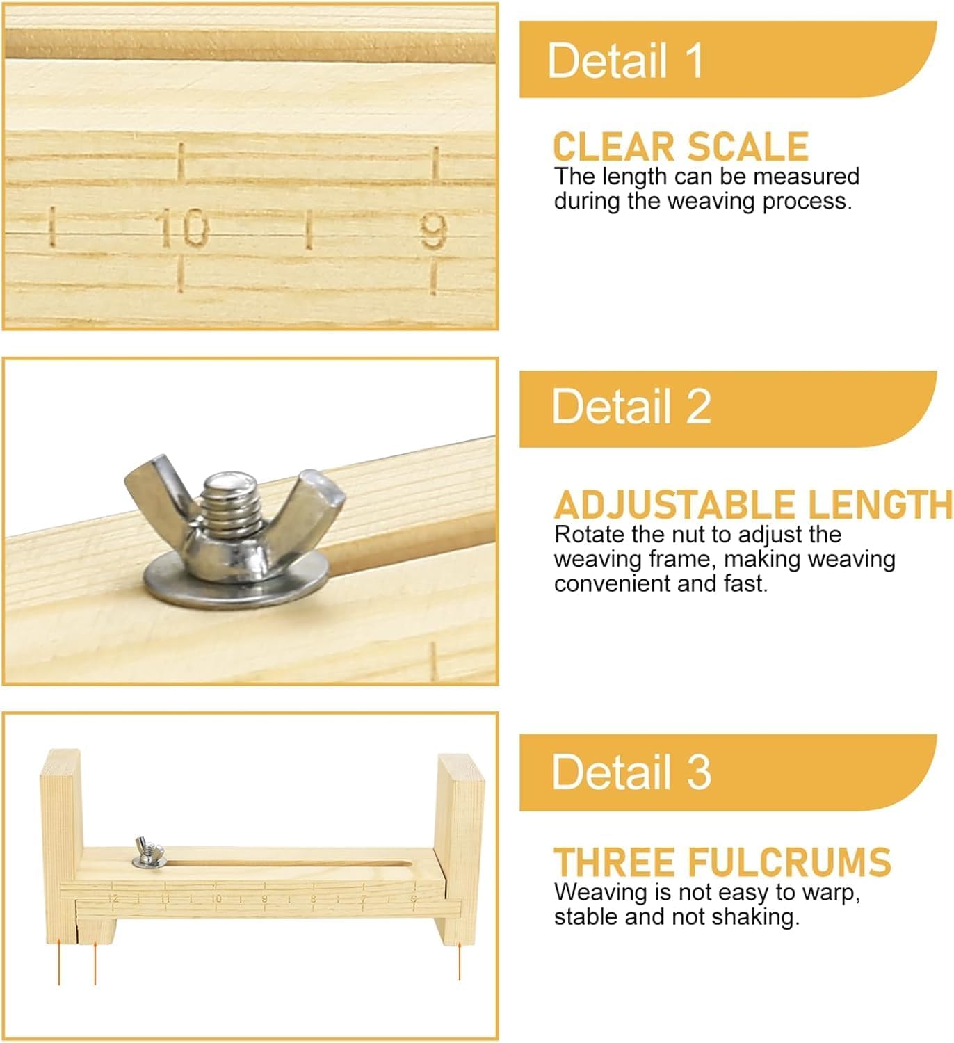 Adjustable Wooden Bracelet Weaving Frame with Double Scale 2 Clamps for DIY Bracelet Belt Keychain Making V1258-DP02-BOL-801