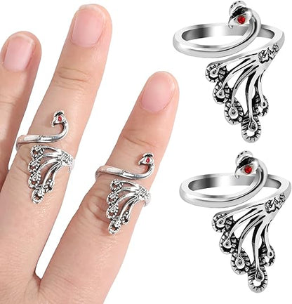 2 Pack Adjustable Yarn Guides for Crocheting & Knitting - Finger Ring Holders - Silver V1258-DP02-BOL-802