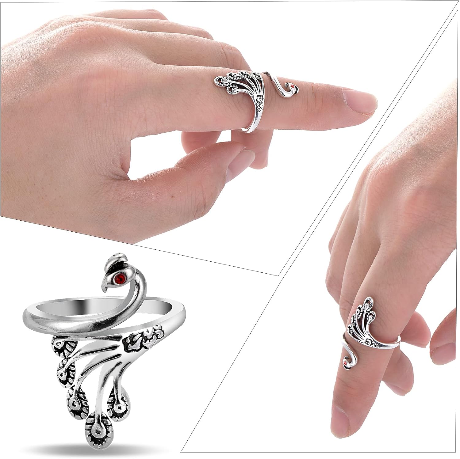 2 Pack Adjustable Yarn Guides for Crocheting & Knitting - Finger Ring Holders - Silver V1258-DP02-BOL-802