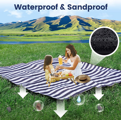 200x200cm Picnic Blanket Waterproof Sandproof Foldable for 6-8 People 3 Layers Ideal for Beach Park Camping V1258-DP02-BOL-813