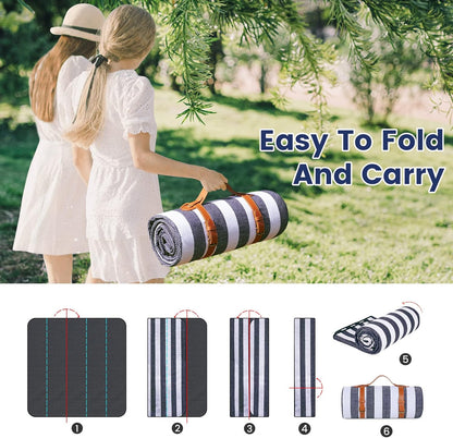 200x200cm Picnic Blanket Waterproof Sandproof Foldable for 6-8 People 3 Layers Ideal for Beach Park Camping V1258-DP02-BOL-813