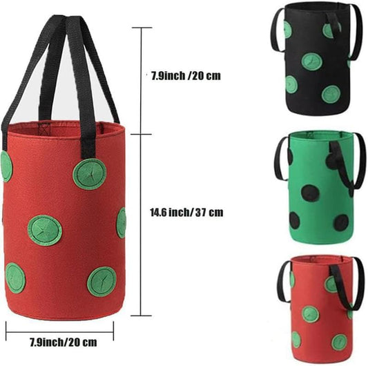 3 Pack Hanging Strawberry Planter Bags with 12 Holes Reusable Felt Grow Bags for Vegetables Herbs Flowers V1258-DP02-BOL-814