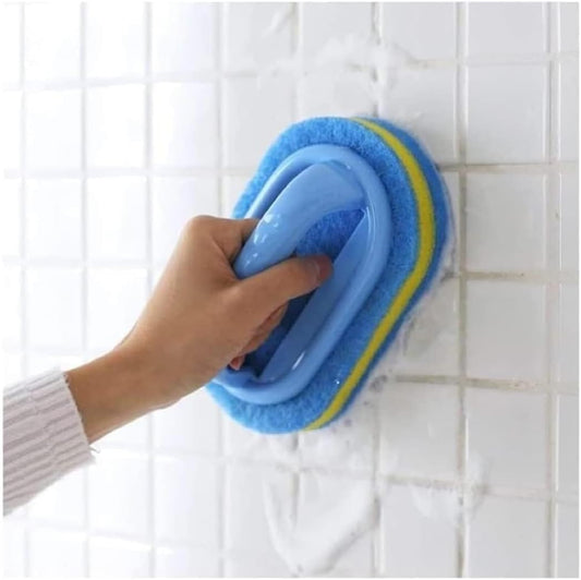 Blue Cleaning Brush with Handle Powerful Scrubber for Tiles Grout Bathroom Ergonomic Grip 14x9x7cm V1258-DP02-BOL-816