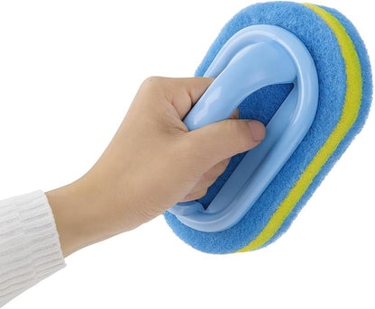 Blue Cleaning Brush with Handle Powerful Scrubber for Tiles Grout Bathroom Ergonomic Grip 14x9x7cm V1258-DP02-BOL-816