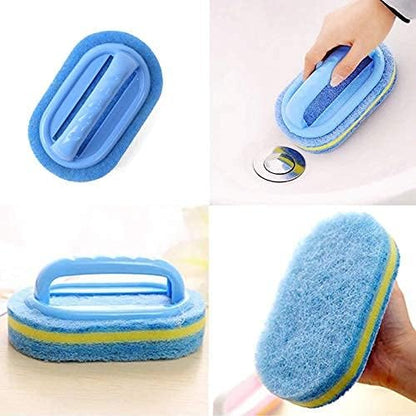 Blue Cleaning Brush with Handle Powerful Scrubber for Tiles Grout Bathroom Ergonomic Grip 14x9x7cm V1258-DP02-BOL-816