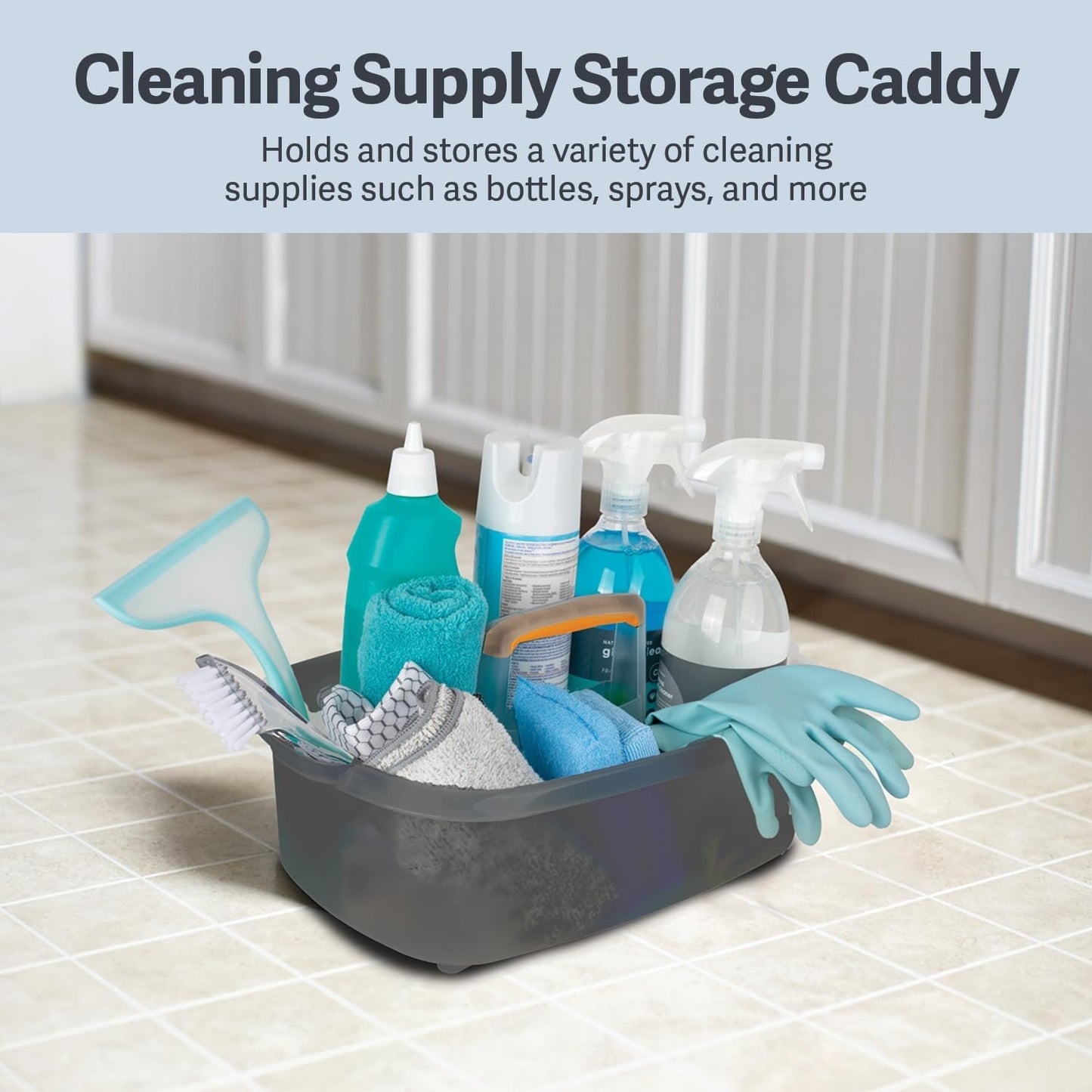 Multi-functional Storage Box with Handle 39x25x19cm Grey - Bathroom Kitchen Office Organiser Basket for V1258-DP02-BOL-817