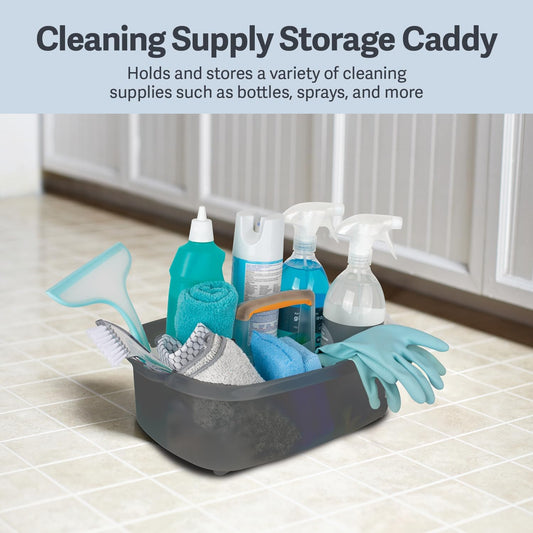 Multi-functional Storage Box with Handle 39x25x19cm Grey - Bathroom Kitchen Office Organiser Basket for V1258-DP02-BOL-817