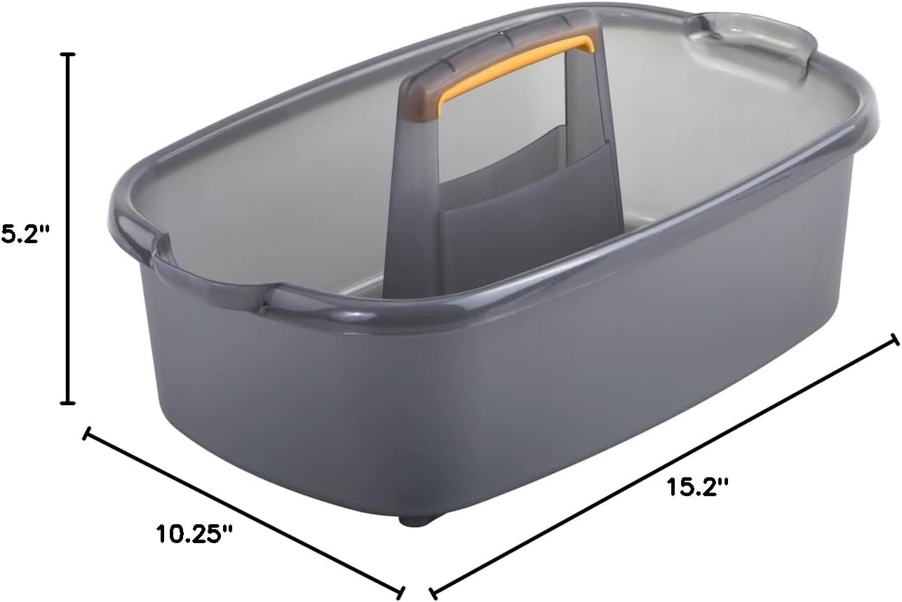 Multi-functional Storage Box with Handle 39x25x19cm Grey - Bathroom Kitchen Office Organiser Basket for V1258-DP02-BOL-817