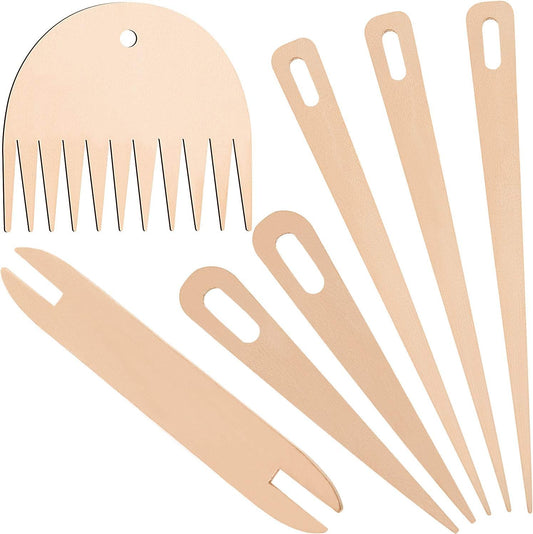 7-Delige Houten Weefset - Weefnaalden Weefspoel & Weefkam - Handweven DIY Gereedschap - Tapestry Wandtapijt V1258-DP02-BOL-819