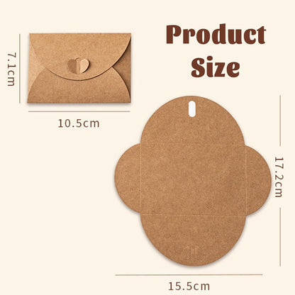10 Pack Brown Kraft Paper Envelopes with Heart Closure 10.5x7 cm V1258-DP02-BOL-82