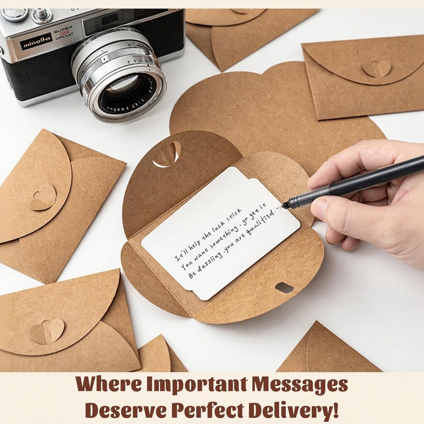 10 Pack Brown Kraft Paper Envelopes with Heart Closure 10.5x7 cm V1258-DP02-BOL-82