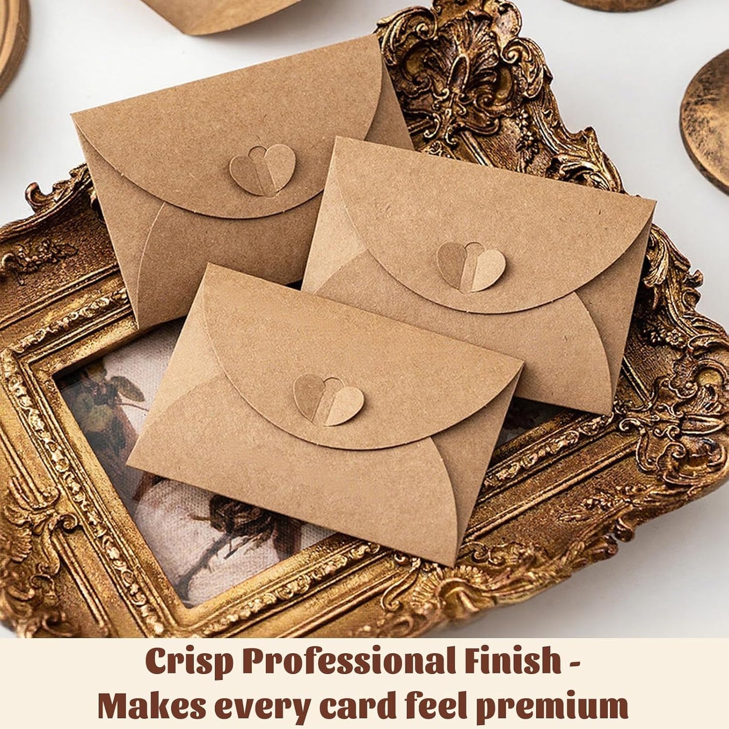 10 Pack Brown Kraft Paper Envelopes with Heart Closure 10.5x7 cm V1258-DP02-BOL-82