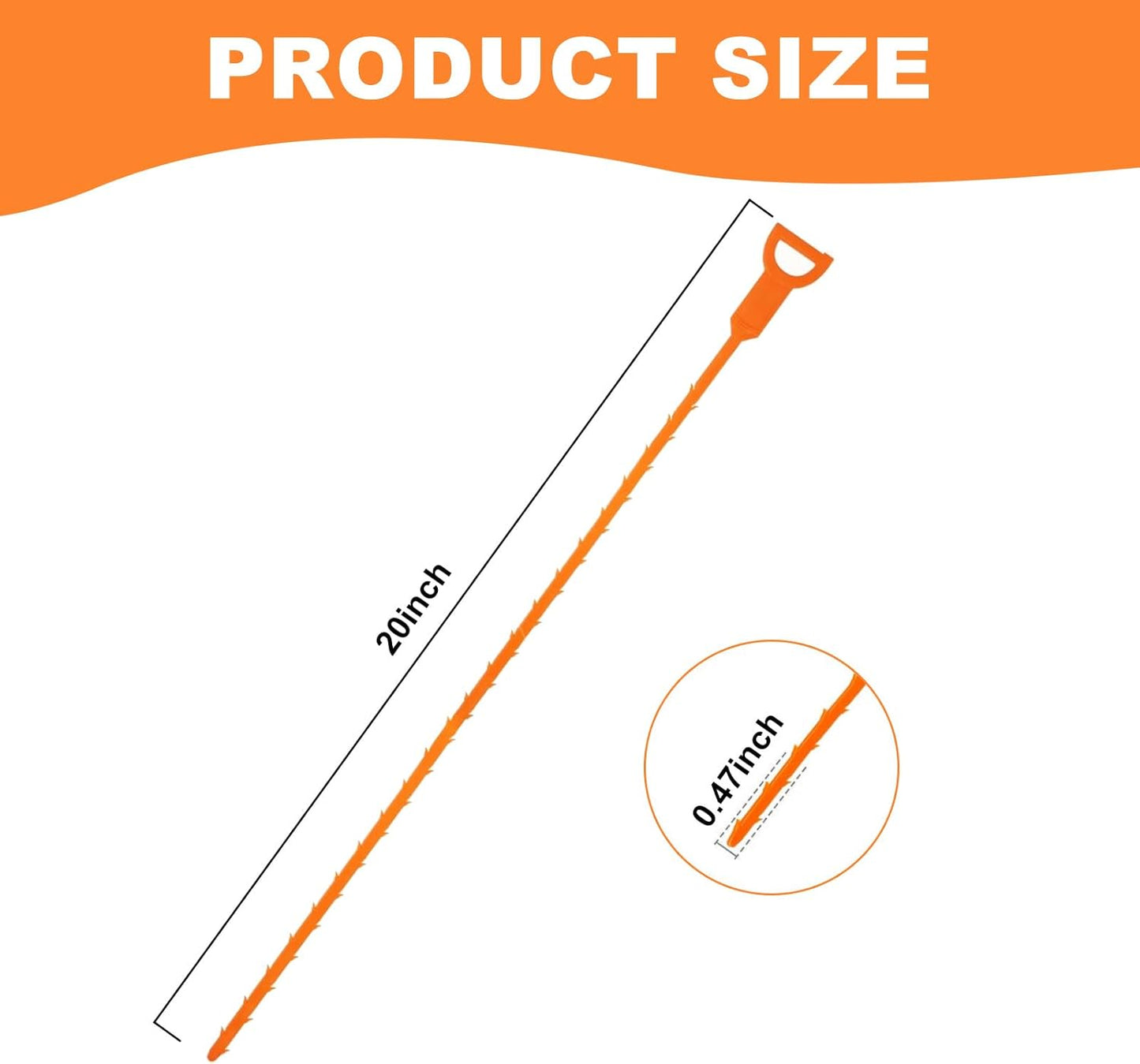 4 Pack Orange Drain Unblocker Flexible Reusable Hooks for Kitchen Bathroom Toilet Sink V1258-DP02-BOL-821