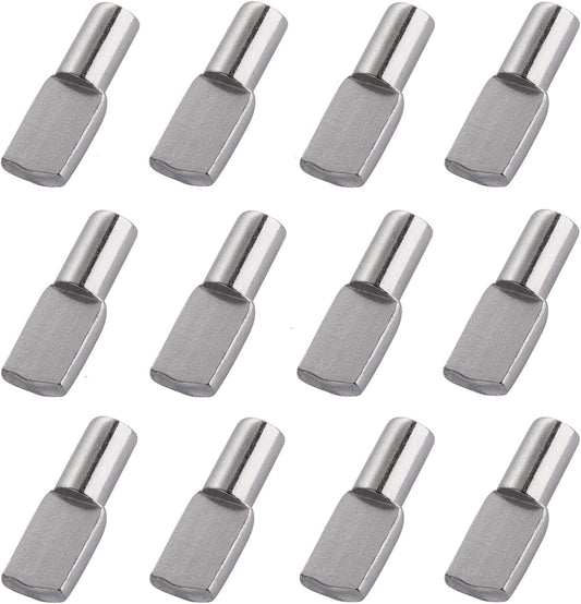 60 Silver 5mm Metal Spatula-Shaped Cabinet Support Pins for Kitchen and Wardrobe Shelves V1258-DP02-BOL-823