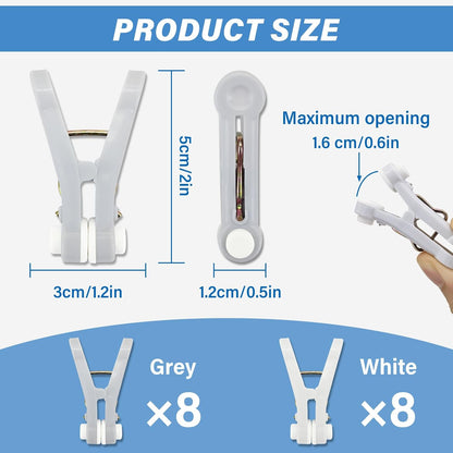 White and Grey Plastic Clothes Pegs - Multi-functional Small Clothespins for Clothing Bedding Socks Towels V1258-DP02-BOL-83