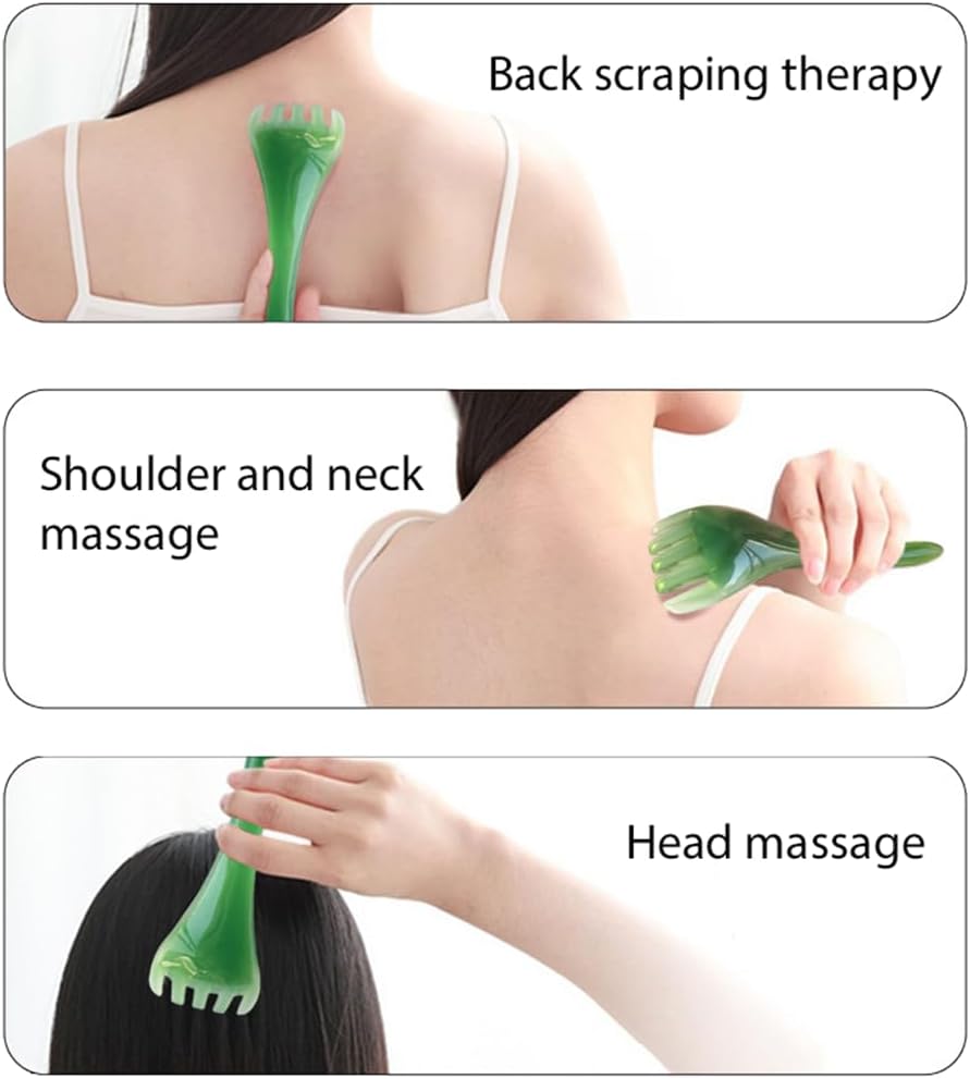 3 Piece Facial Massage Tool Set 5 Claw Face Scraper Scalp Massage Comb Body Scraper Stick for Back Neck Face V1258-DP02-BOL-86