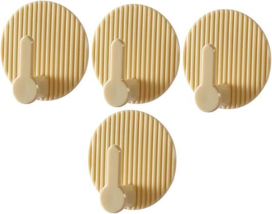 Self-Adhesive Wall Hooks 4 Pack Striped Design Beige for Bathroom Kitchen Bedroom V1258-DP02-BOL-88