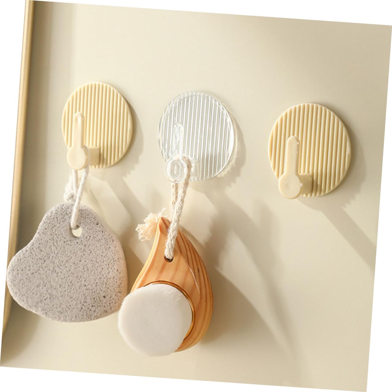 Self-Adhesive Wall Hooks 4 Pack Striped Design Beige for Bathroom Kitchen Bedroom V1258-DP02-BOL-88