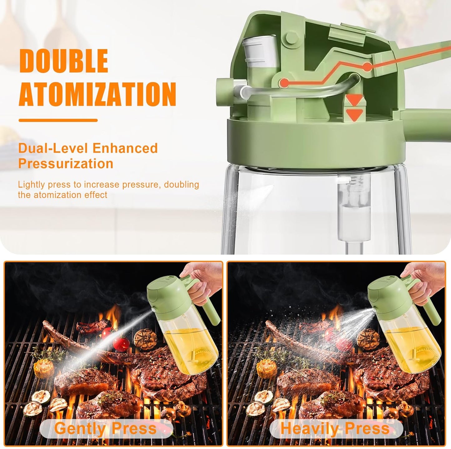 2-in-1 Olive Oil Spray & Pour Bottle 470ml Glass Dispenser for Cooking BBQ Kitchen V1258-DP02-BOL-91