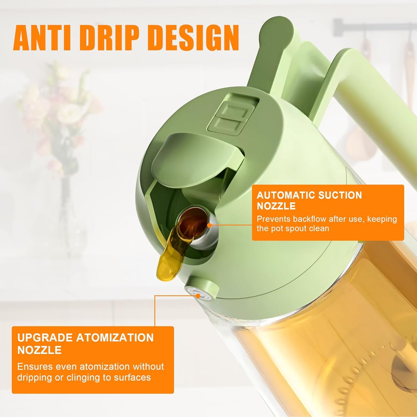 2-in-1 Olive Oil Spray & Pour Bottle 470ml Glass Dispenser for Cooking BBQ Kitchen V1258-DP02-BOL-91