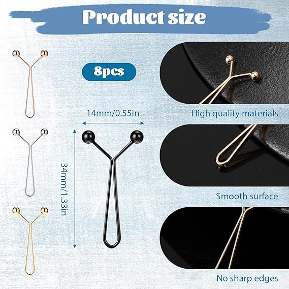 8-Pack Waistband Clips with Hook - Adjustable Waist Tightener for Pants - No Belt Needed V1258-DP02-BOL-95